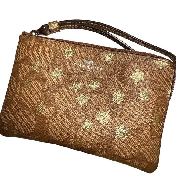 Coach Women's Wristlet Wallet Multicolor Signature Gold Pop Star Print #39045 - Picture 1 of 14